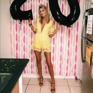 honey punch yellow lace romper
